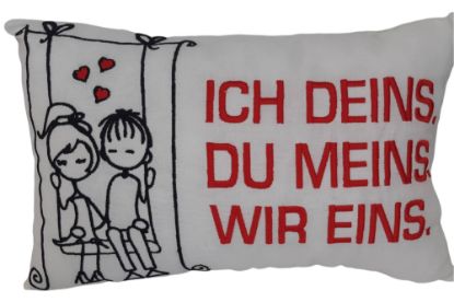 Zeige Details für Kleines Kuschelkissen "Ich Deins..." Bild von Kleines Kuschelkissen "Ich Deins..."