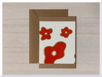 Grußkarte "Rote Blümchen"
