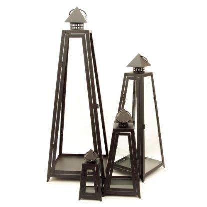 Picture of H-Line, Metall-Laterne Pyramide 4er Set, 22-75cm/10-26cm, schwarz schwarz 