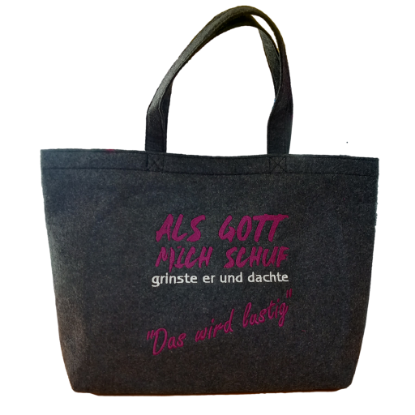 Picture of Filz-Tasche "Als Gott mich schuf", dunkelgrau