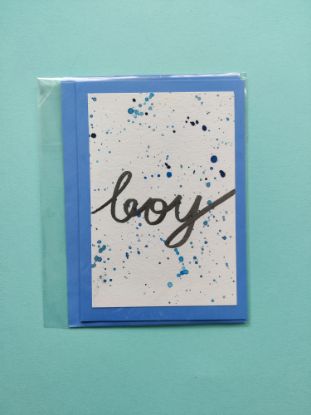 Grußkarte "Boy" blau babyblau baby