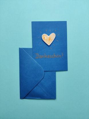 Grußkarte "Dankeschön" Herz Danke Dankeschön Liebe Gelb Blau Kleines Dankeschön 