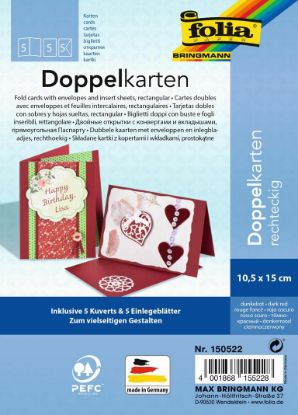 Picture of 5 Doppelkarten+Kuverts+Einlageblatt dunkelrot 10x15cm