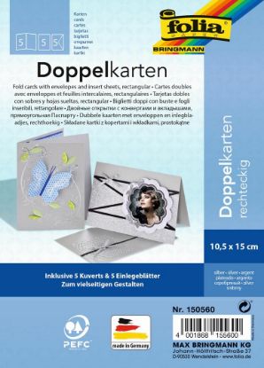 Picture of 5 Doppelkarten+Kuverts+Einlageblatt silber 10x15cm