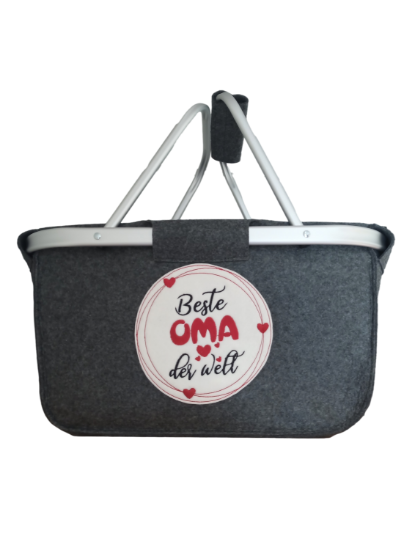 Picture of Filzkorb mit Aluminiumrahmen – "Beste Oma der Welt"