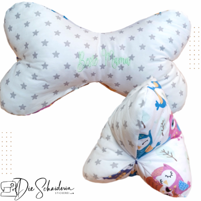 Picture of Leseknochen "Beste Mama" – Handgemachtes Nackenkissen mit Stickerei