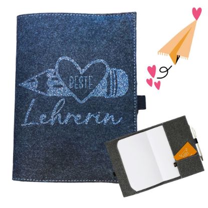 Picture of Notizbuchhülle mit Glitzer-Flexfolie "beste Lehrerin"