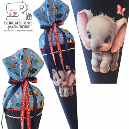 Zeige Details für Personalisierbare Schultüte Elefant Bild von Personalisierbare Schultüte Elefant