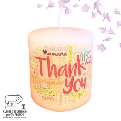 Picture of „Thank You“-Kerze – liebevoll bedruckte Dankeskerze in vielen Sprachen