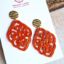 Bild von Ornament-Ohrstecker - Rhombusform aus Resin - tango orange - Stecker Edelstahl gold