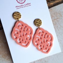 Picture of Ornament-Ohrstecker - Rhombusform - vintage pink - Stecker rund goldfarbig