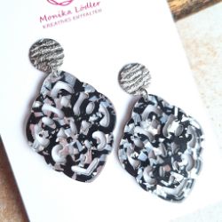 Picture of Ornament-Ohrstecker - Rhombusform - silver black