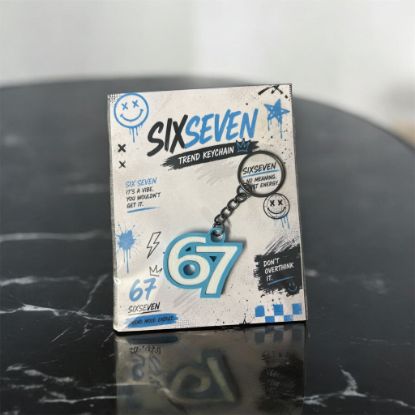Bild von "SixSeven" - Schlüsselanhänger ( Hellblau/Weiß)